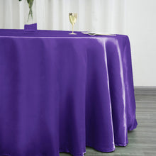 120 Inch Purple Round Satin Tablecloth