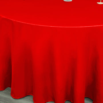 Add a Pop of Color with the Red Seamless Satin Round Tablecloth