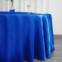 120 Inch Royal Blue Round Satin Tablecloth