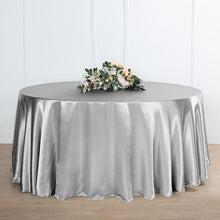 120 Inch Silver Round Satin Tablecloth