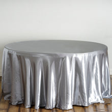 120 Inch Satin Silver Round Tablecloth