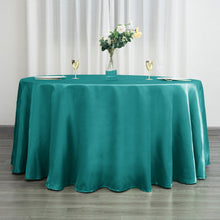 120 Inch Teal Round Tablecloth in Satin