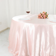 132 Inch Seamless Satin Tablecloth In Blush Rose Gold