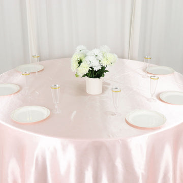 Blush Seamless Satin Round Tablecloth 132 - The Perfect Addition to Your Event Décor