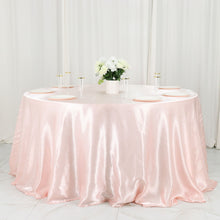132 Inch Satin Tablecloth In Blush Rose Gold