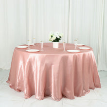 132 Inch Dusty Rose Satin Round Tablecloth