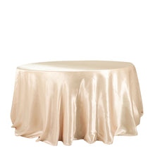 Satin Round Tablecloth Beige 132 Inch No Seams