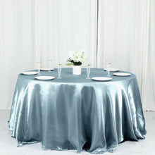 Dusty Blue Satin Round Tablecloth 132 Inches