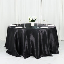 Seamless Black Satin Tablecloth Round 132 Inch