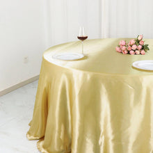 Champagne Satin Round Tablecloth 132 Inches Seamless 