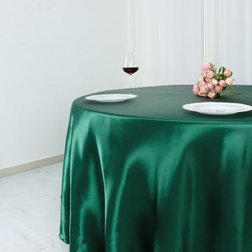 Hunter Emerald Green Seamless Satin Round Tablecloth 132
