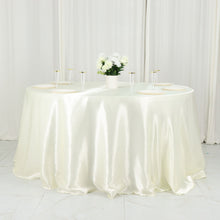 132 Inch Round Tablecloth Ivory Satin No Seams