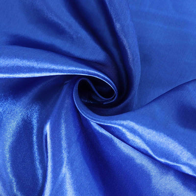 Shiny blue satin fabric with a smooth texture and elegant drape.