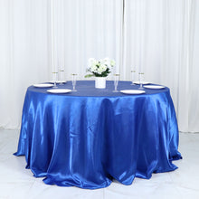 132 Inch Seamless Royal Blue Round Tablecloth Satin 