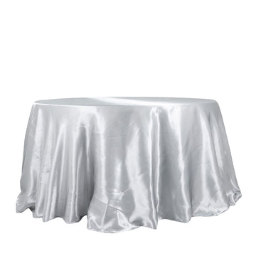 Silver Seamless Satin Round Tablecloth 132