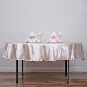 Elegant Blush Seamless Satin Round Tablecloth 90