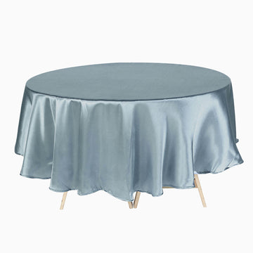 Add a Touch of Elegance with the Dusty Blue Seamless Satin Round Tablecloth 90