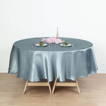 Create an Enchanting Atmosphere with the Dusty Blue Seamless Satin Tablecloth