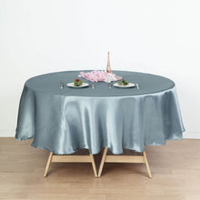 Satin Round Tablecloth 90 Inch in Dusty Blue Color