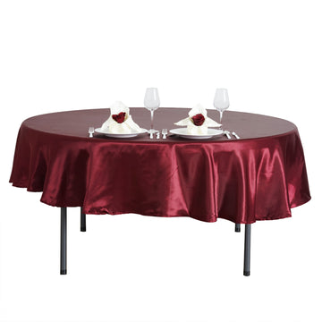 Enhance Your Table Decor with the Burgundy Seamless Satin Round Tablecloth