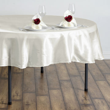 Create a Luxurious Setting with Ivory Seamless Satin Tablecloth