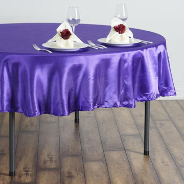 Purple Seamless Satin Round Tablecloth 90