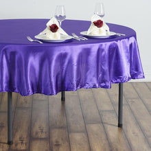 90 Inch Purple Round Satin Tablecloth