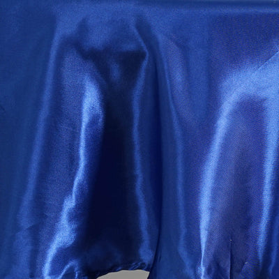 Shiny blue satin fabric draped elegantly.