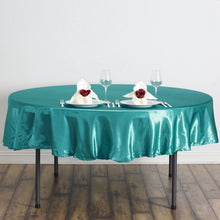 90 Inch Turquoise Round Satin Tablecloth