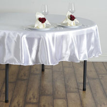 90 Inch White Round Satin Tablecloth