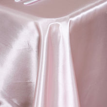 60 Inch x 102 Inch Seamless Satin Rectangular Tablecloth In Blush Rose Gold