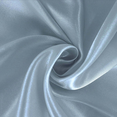 Light blue satin fabric swirl, showcasing smooth texture and sheen.