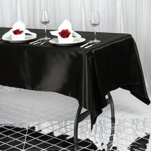 60 Inch x 102 Inch Black Rectangular Smooth Satin Tablecloth