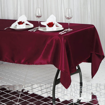 Create a Swanky Urban Look with a Burgundy Satin Tablecloth