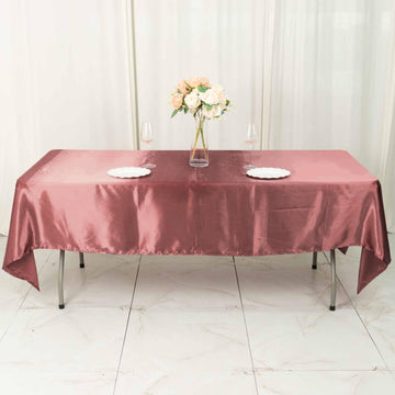 Elevate Your Event Decor with the Cinnamon Rose Seamless Smooth Satin Rectangular Tablecloth