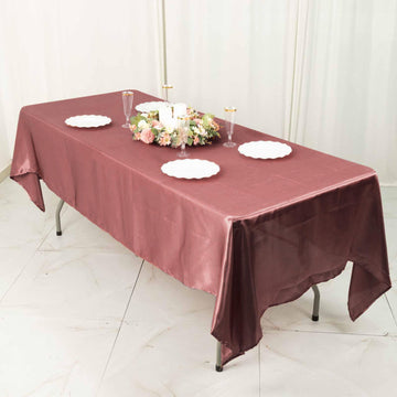 Experience Unparalleled Luxury with the Cinnamon Rose Seamless Smooth Satin Rectangular Tablecloth