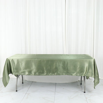 Elevate Your Event with the Dusty Sage Green Seamless Smooth Satin Rectangular Tablecloth