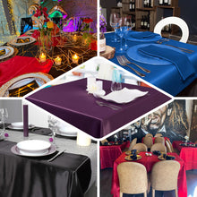 Purple Rectangular Smooth Satin 60 Inch x 102 Inch Tablecloth