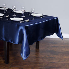 60 Inch x 102 Inch Smooth Satin Navy Blue Rectangular Tablecloth