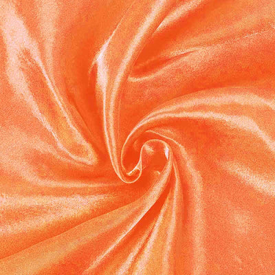 Vibrant orange satin fabric with a smooth, glossy finish.