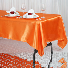 60 Inch x 102 Inch Orange Rectangular Smooth Satin Tablecloth