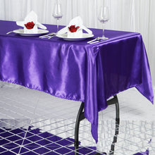 60 Inch x 102 Inch Purple Rectangular Smooth Satin Tablecloth