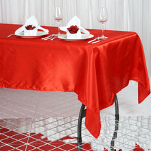 60 Inch x 102 Inch Red Rectangular Smooth Satin Tablecloth