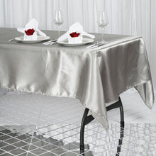 60 Inch x 102 Inch Silver Rectangular Smooth Satin Tablecloth