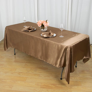 Create a Luxurious Atmosphere with a Taupe Seamless Smooth Satin Rectangular Tablecloth
