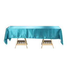 60 Inch x 102 Inch Rectangular Tablecloth In Satin Peacock Teal