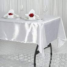 60 Inch x 102 Inch White Rectangular Smooth Satin Tablecloth
