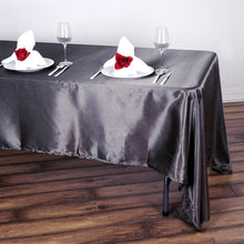 60x126 Charcoal Grey Satin Rectangular Tablecloth