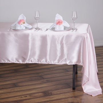 Dress Your Tables to Perfection with the Blush Seamless Satin Rectangular Tablecloth