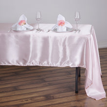 Rectangular Tablecloth In Blush Rose Gold Satin 60 Inch x 126 Inch